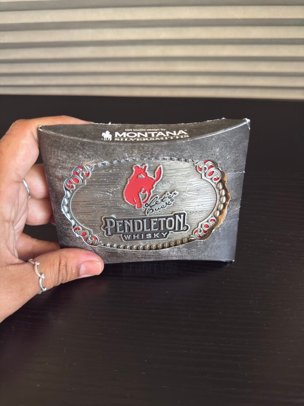 Montana Silversmiths Pendleton Whisky Let’er Buck Western Belt Buckle NWT